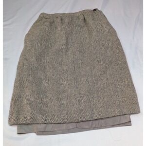 Evan-Picone Skirt Womens 14P Brown Vintage Herringbone 100% Wool Midi ILGWU